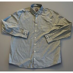 Johnnie-O Prep-formance Long Sleeve Button Down Blue Green Check Logo XXL JBHS